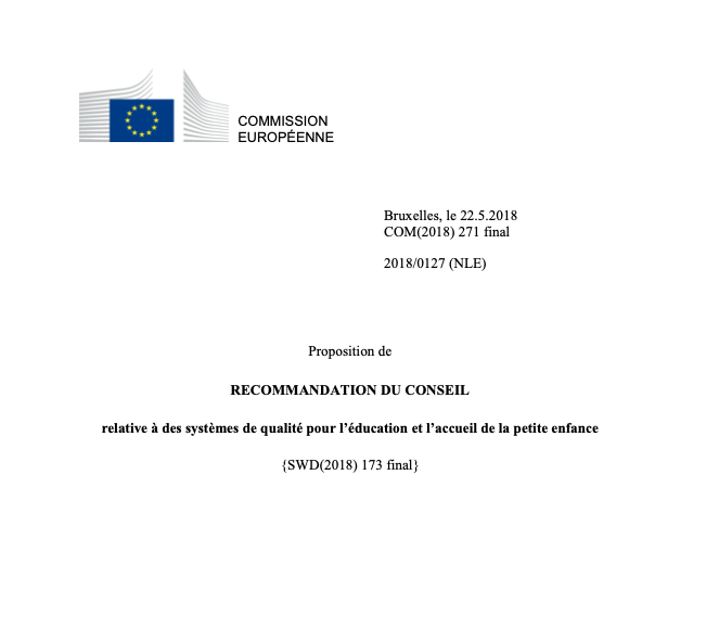 Vers un cadre de qualité européen pour l&rsquo;éducation et l&rsquo;accueil de la petite enfance